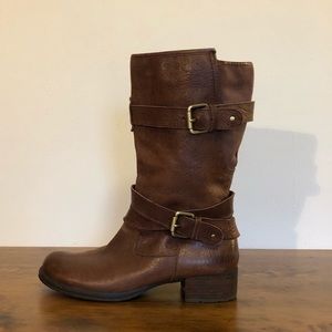 Naya Silence Distressed Leather Mid-Calf Boots